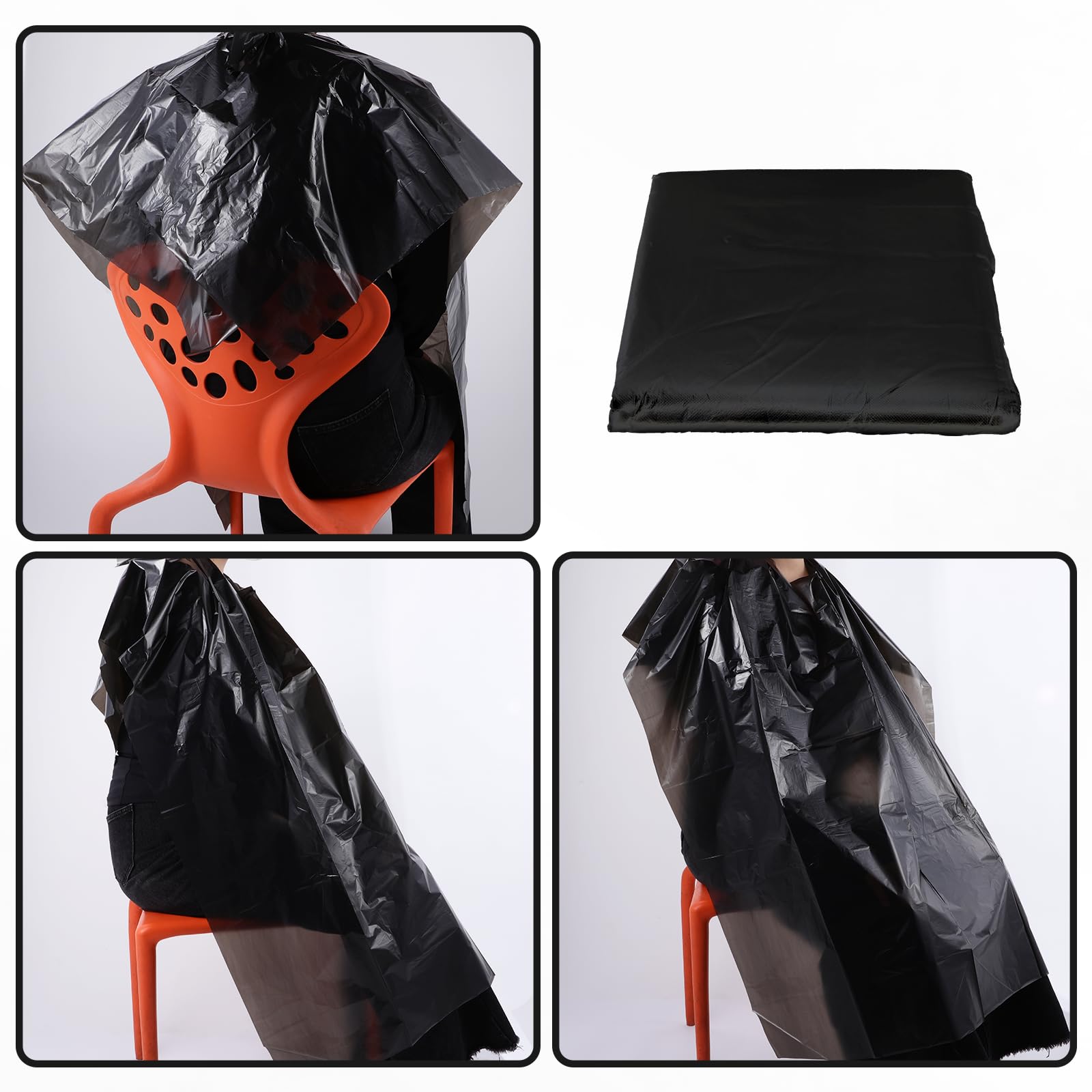 100 mantelle usa e getta da barbiere, impermeabili, mantello da parrucchiere, mantello da taglio per capelli, mantello nero da barbiere per taglio di capelli, mantello usa e getta da parrucchiere,
