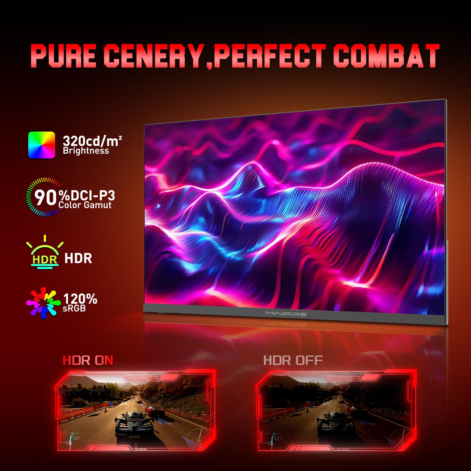 Minifire Monitor de juegos FHD de 24,5 pulgadas, 200 Hz, 1 ms con panel Fast IPS, monitor de PC 1080P para juegos con AMD Free Sync, 120% sRGB, certificación alemana Eye Care | HDMI 2.0 x 2 y DP 1.4 x