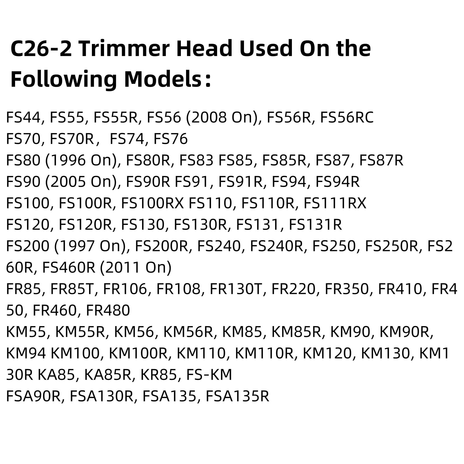 C26-2, testina di ricambio per decespugliatore a doppia linea 4002 710 2169 per stihl FS55 FS55R FS56 FS56RC FS70 FS70R FS80 FS85 FS90 FS90R FS91 FS94 FS250 FS240 FS131R FS131R FS1200. FS110 String