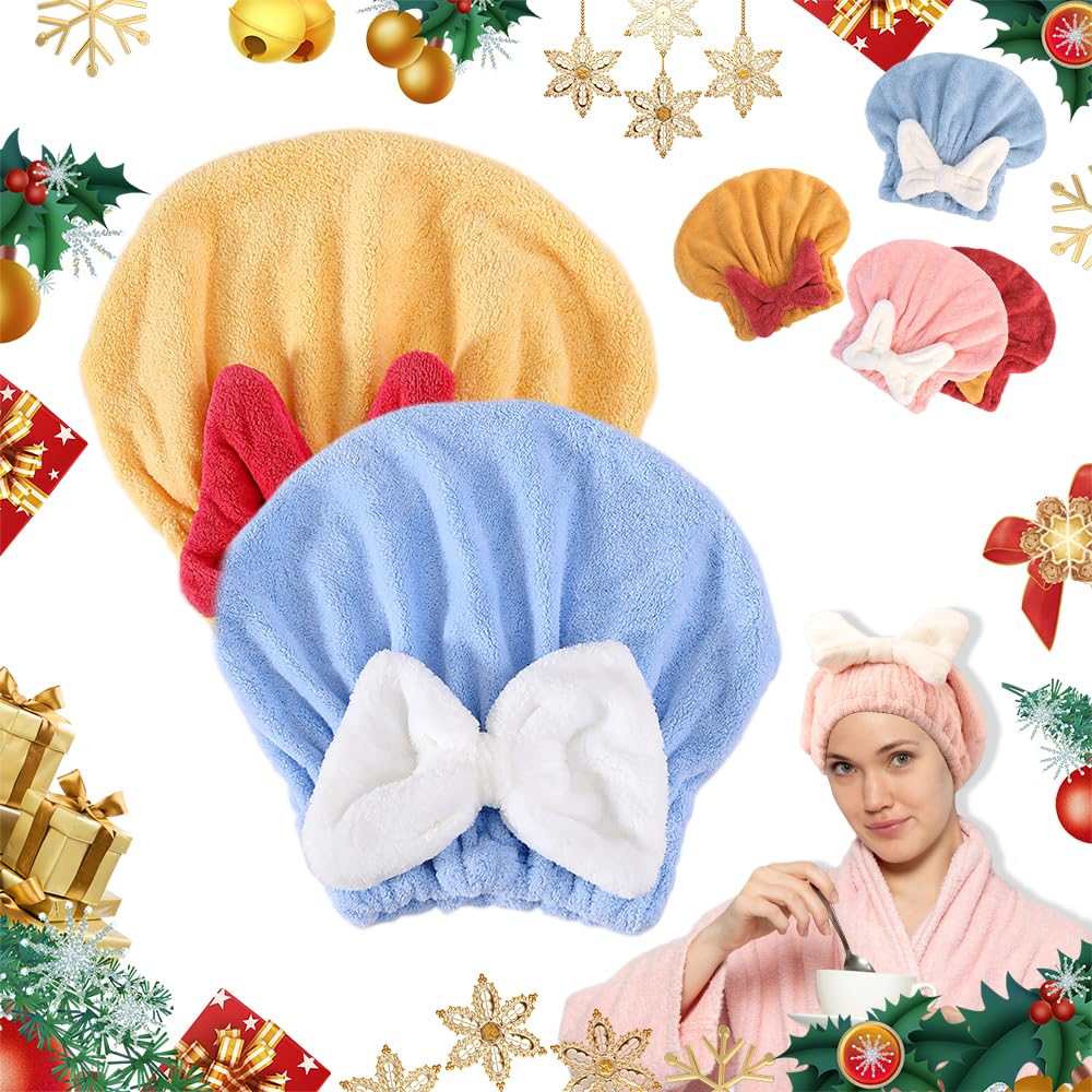 2PCS Microfiber Hair Drying Towels Super Absorbent Hair Towel Wrap for Wet Hair Quick-Drying Thickened Hair Towels Soft
