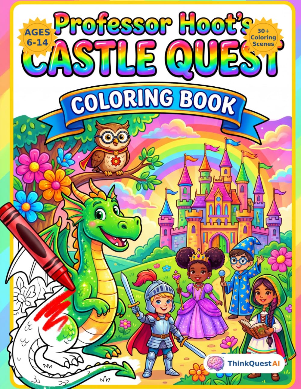 Professor Hoot's Castle Quest Coloring Book: Coloring Activity Book for Kids Ages 6-14