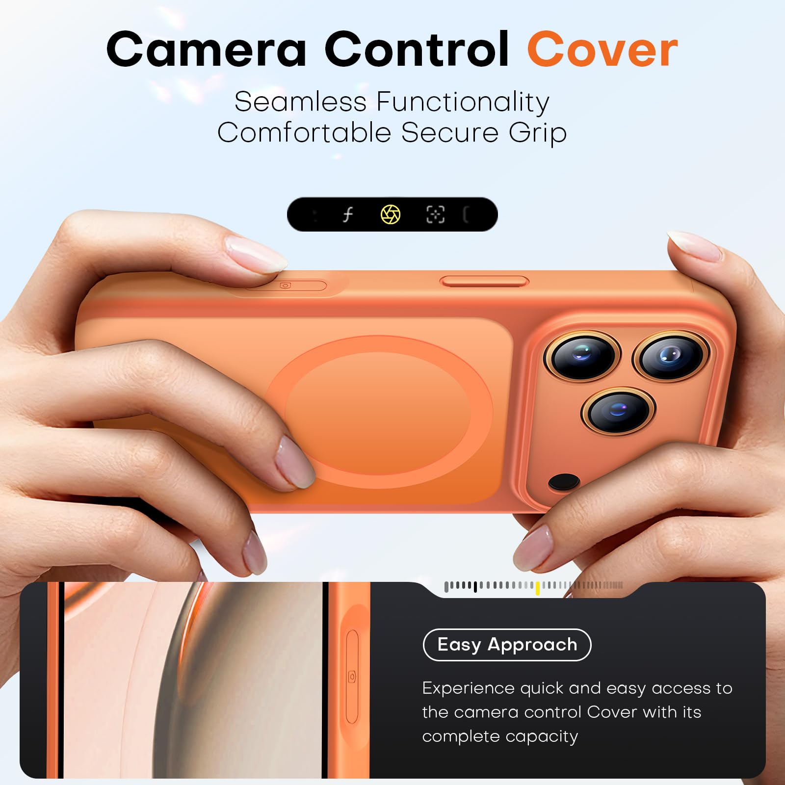 TAURI Magnetica Cover per iPhone 17 Pro Max,Compatibile con MagSafe, Custodia per Controllo Della Fotocamera, Protezione Militare Antishock Sottile - Arancione