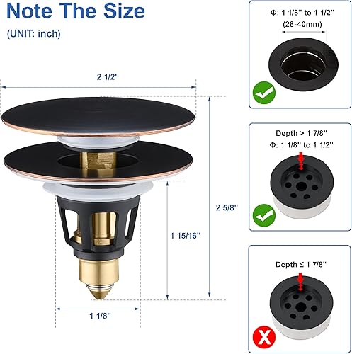 Miniatura 2 de Tapón universal 3 en 1 para lavabo de baño, tapón de drenaje desplegable para fregadero, botón de repuesto de tapón de drenaje para lavabo, tapón