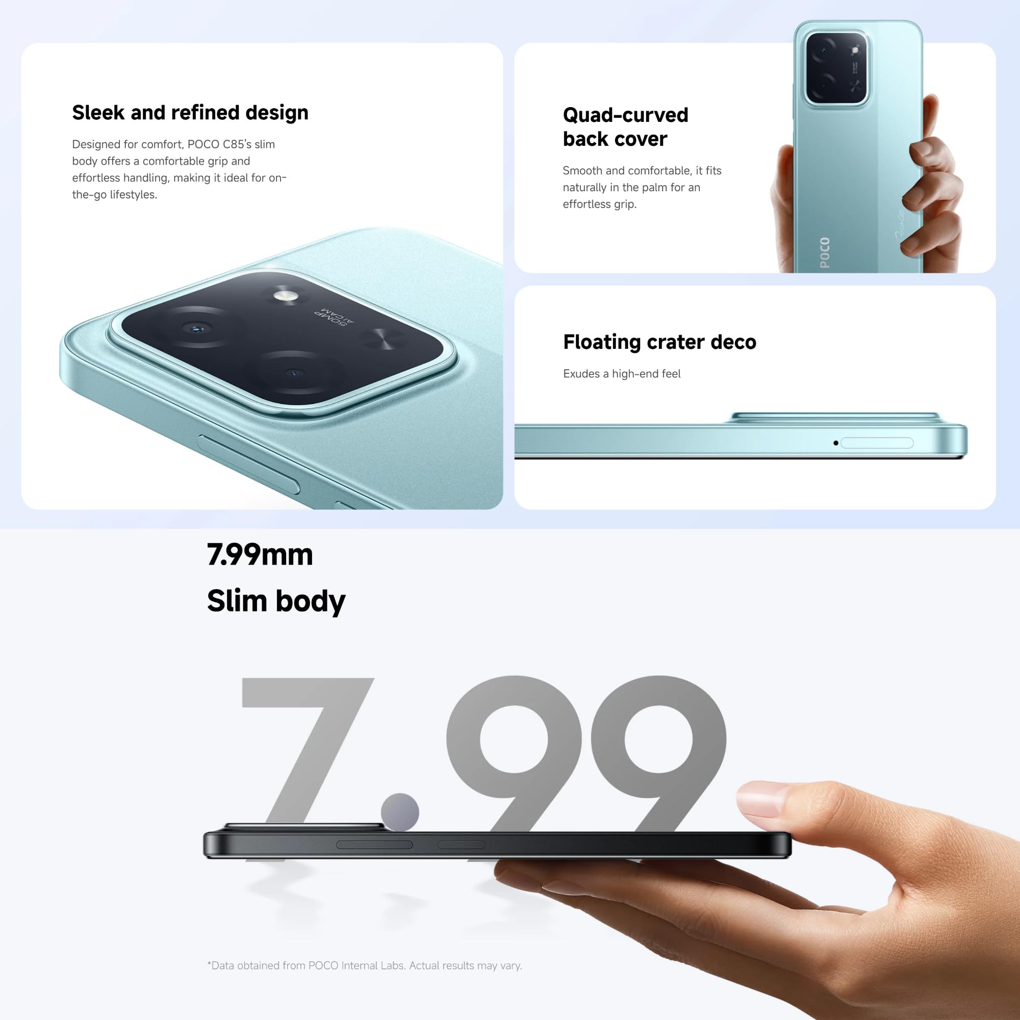 XIAOMI POCO C85 - Smartphone de 6+128GB, Cámara Dual de 50MP con AI, Pantalla inmersiva de 6,9”, Potente procesador Octa-Core, Carga rápida de 33W, 6000mAh, Cargador no Incluido, Verde (Versión ES)