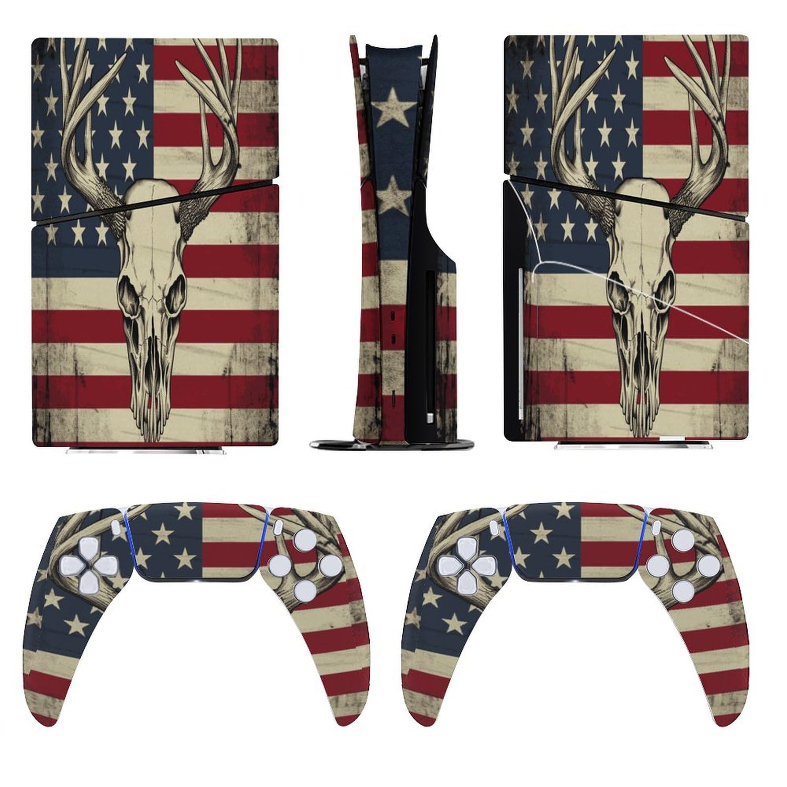 Sticker Skin for Model 5 Slim Disc American Flag Deer Skull Hunting Skin Accessories Cover Skins Anime Vinyl