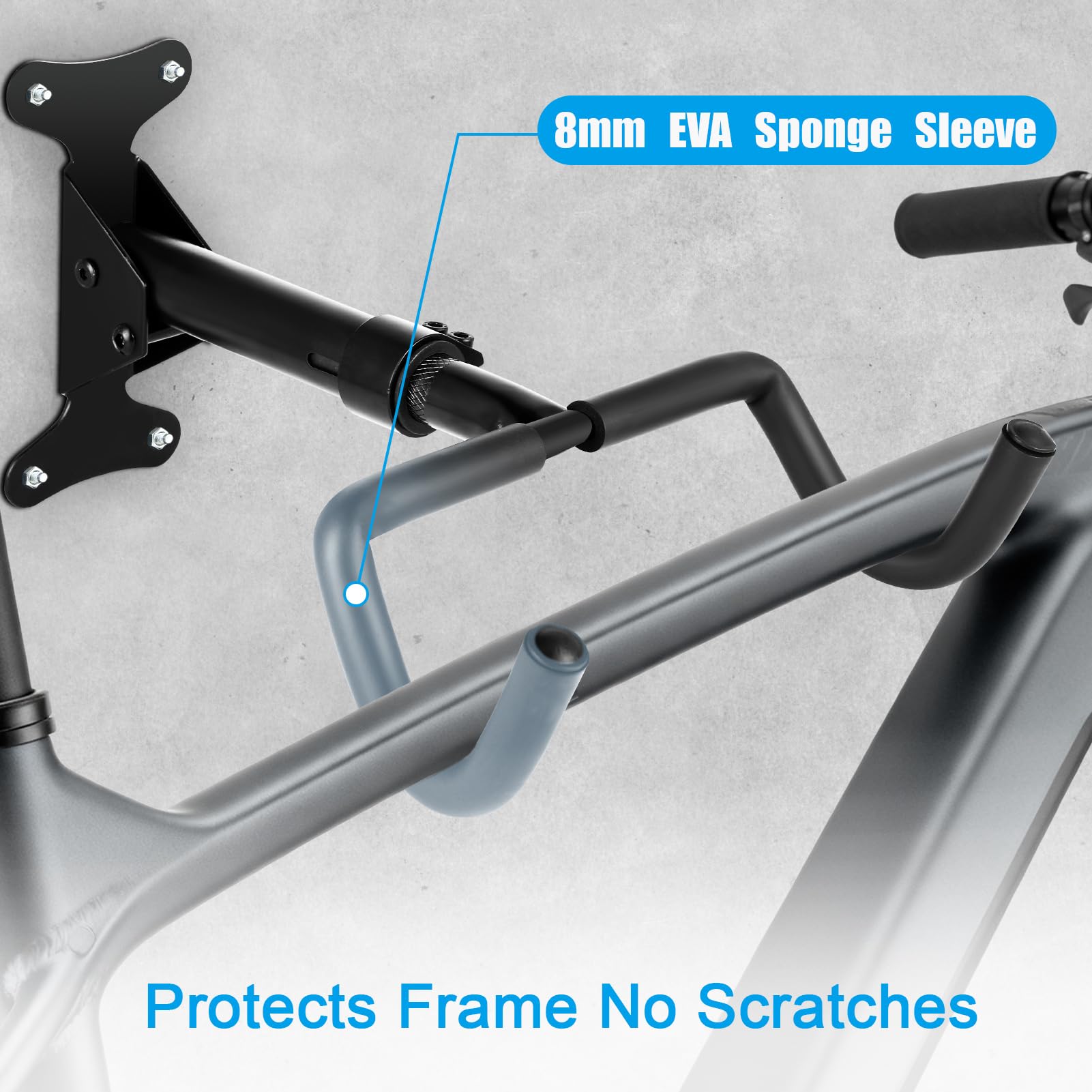 Set de 2 Soportes de Pared para Bicicleta, Carga Máxima 30 kg, Rotación 360°, Brazo Telescópico, Plegable a 90°, Protección de Espuma EVA de 8 mm para el Cuadro, para Bicicletas de Carretera y MTB