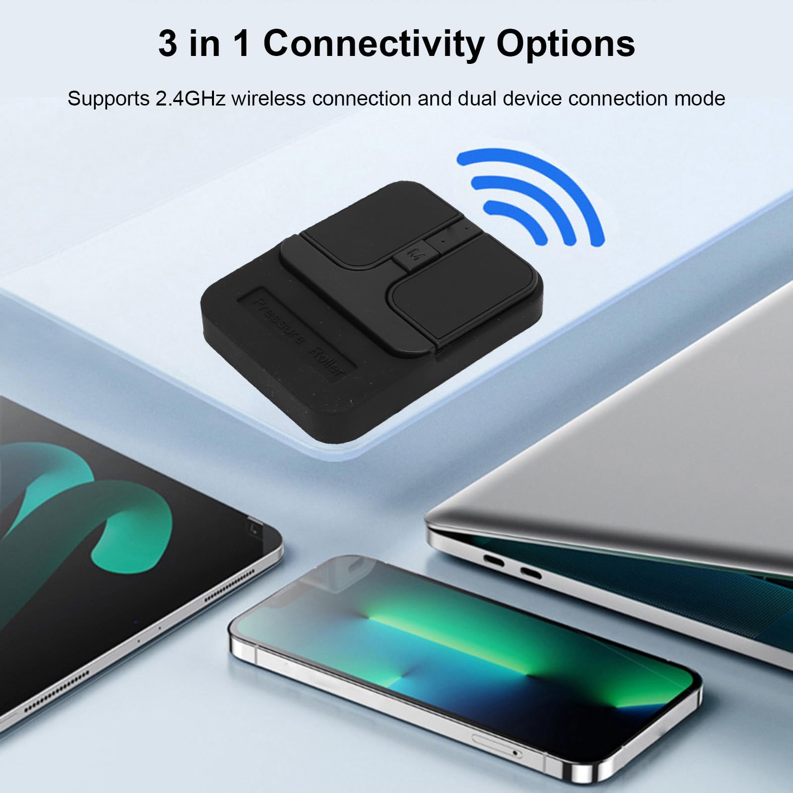 Yctze Mouse Bluetooth Compatto, Scorrimento Sensibile Alla Pressione Silenzioso, Connessione 3 in 1, for Lavoro Ufficio e Uso Quotidiano