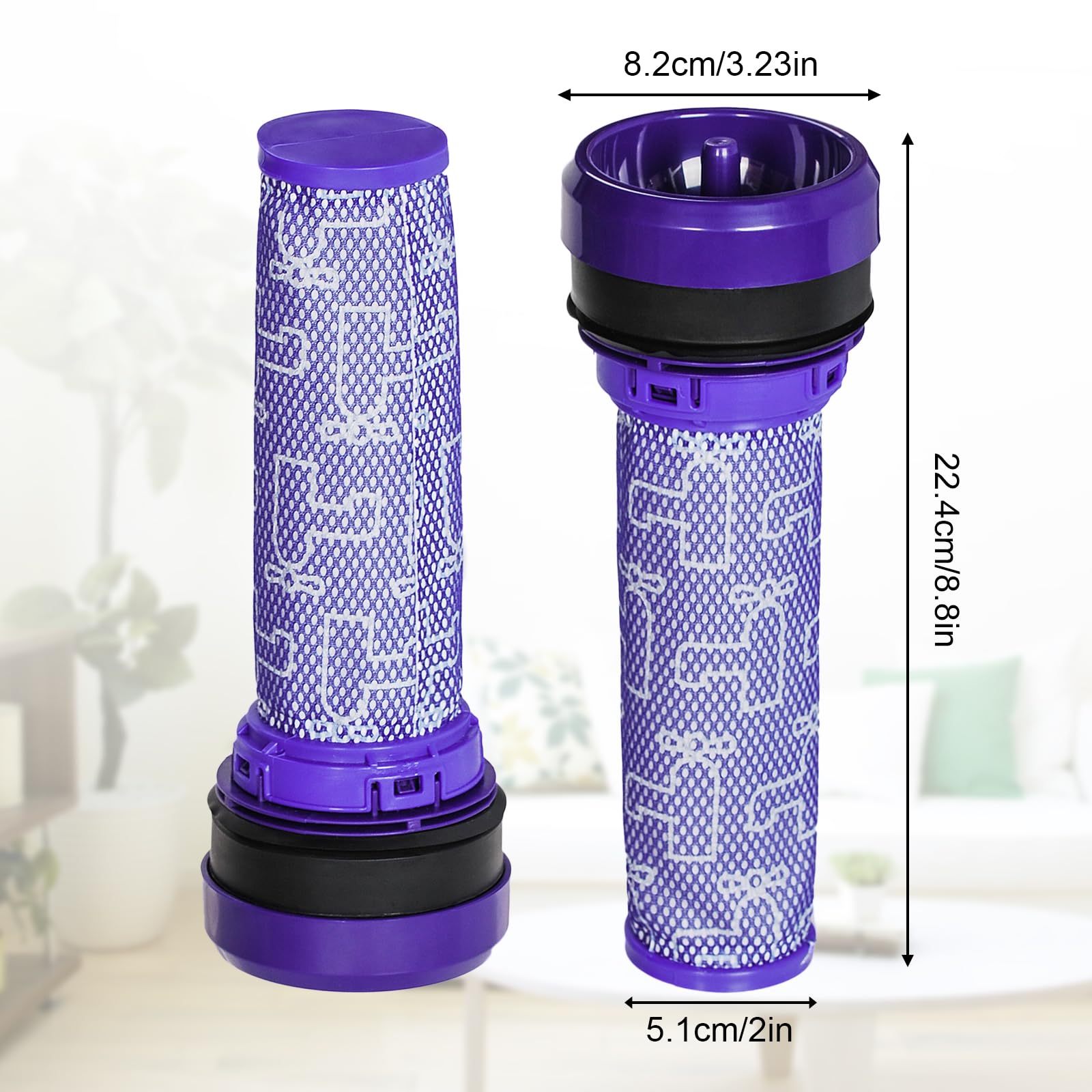 HIFROM Replacement Pre Motor Stick Filter Compatible with DC28 DC37 DC39 DC53 Vacuum Cleaner, Washable HEPA Filter Replacement for 923413-01 (2pcs)