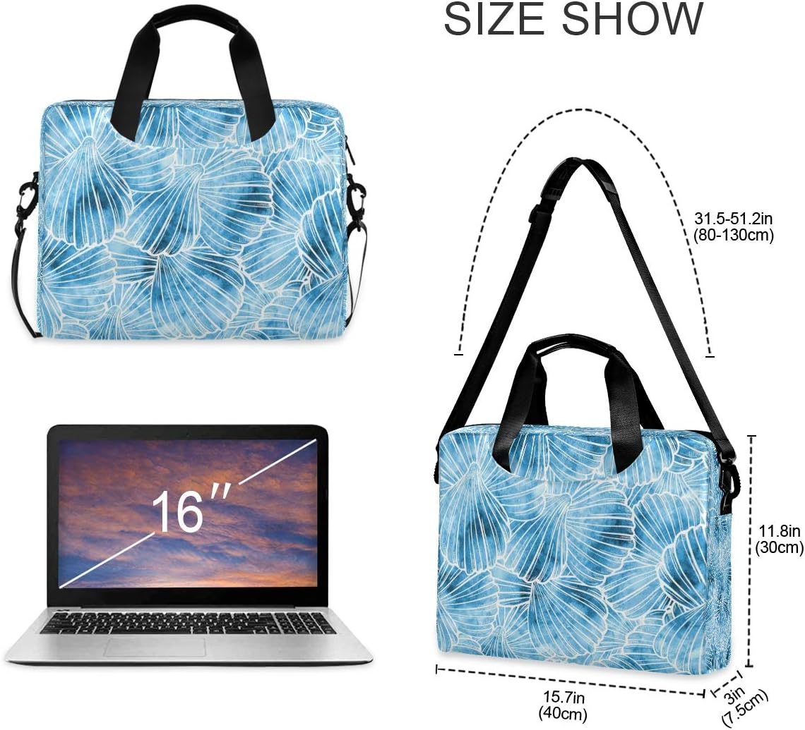 Laptop Bag Sea Seashell Art Paintig Laptop Sleeves Case for 13 14 15.6 Inch Computer Tablet Briefcases Carrying Case Shoulder Bag for Work