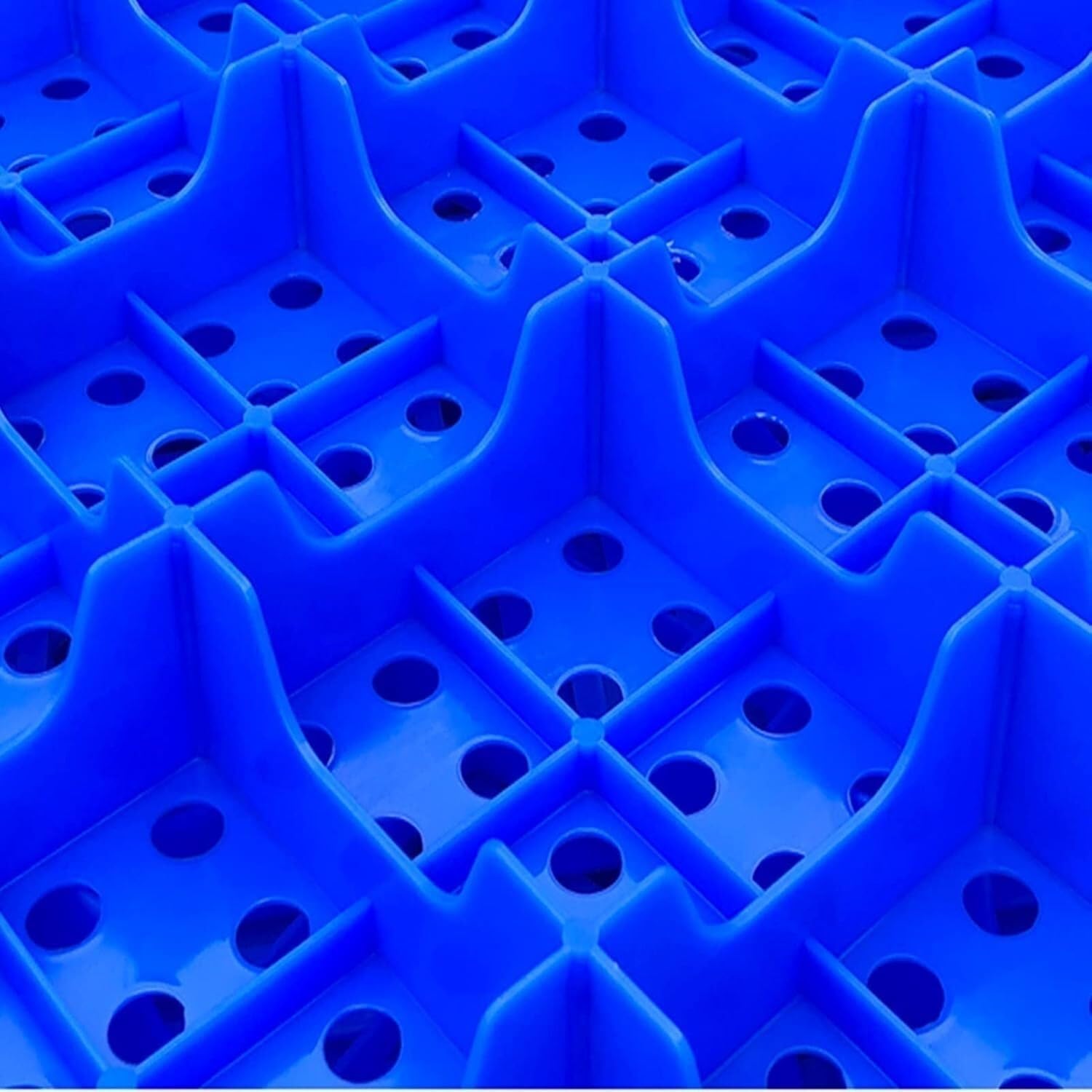 Nowy materiał o dużej nośności Tace plastikowe, siatka odporna na ścieranie, regały magazynowe, oddychające tace polietylenowe, wysokość 5 cm, łatwe układanie w stosy (kolor: niebieski - opakowanie 2