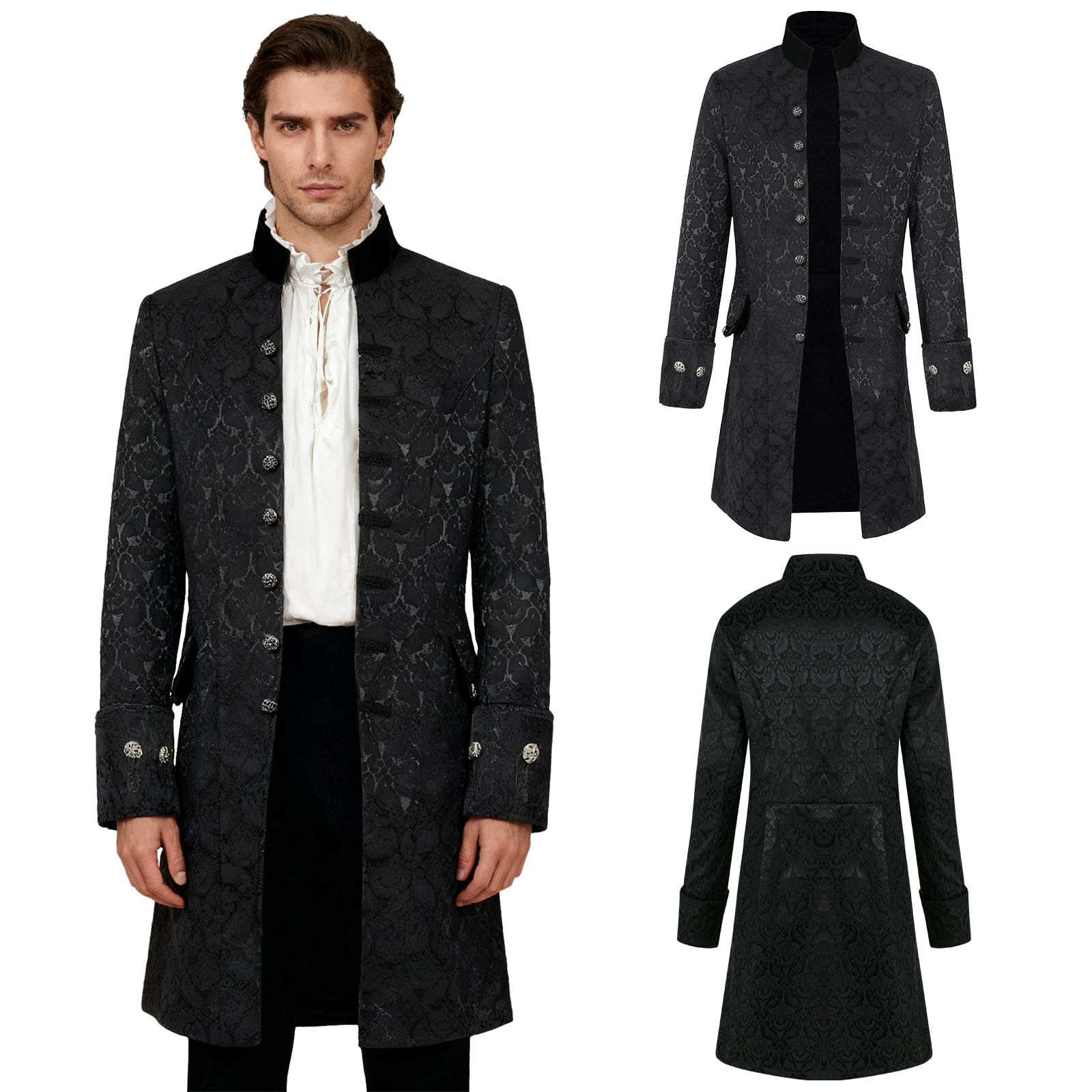 Crubelon Veste longue victorienne gothique steampunk vintage pour homme, costume de cosplay pour Halloween, représentation théâtrale