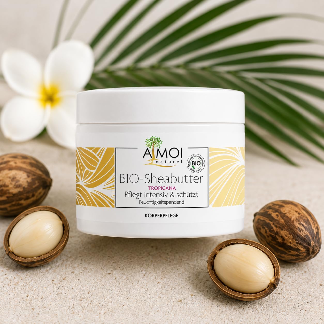 Sheabutter Tropicana 200 ml – Mit bio-zertifizierter, unraffinierter Sheabutter aus Westafrika – Intensive Körperpflege für trockene Haut – Reichhaltige Ganzkörperpflege