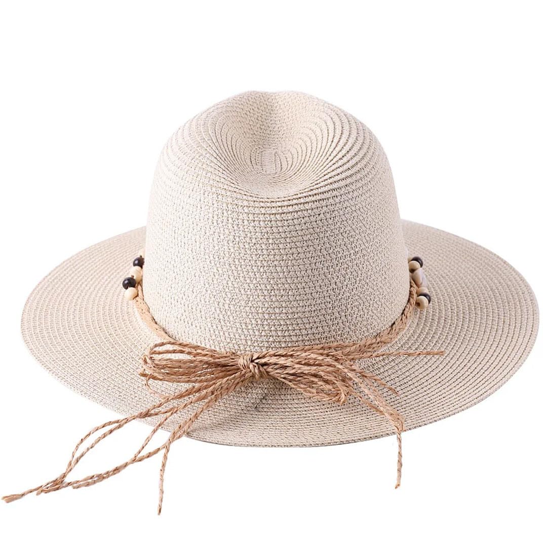 Cappello da donna con conchiglia naturale conchiglia all'aperto spiaggia cappello da sole, bianco, 6 3/8-6 5/8