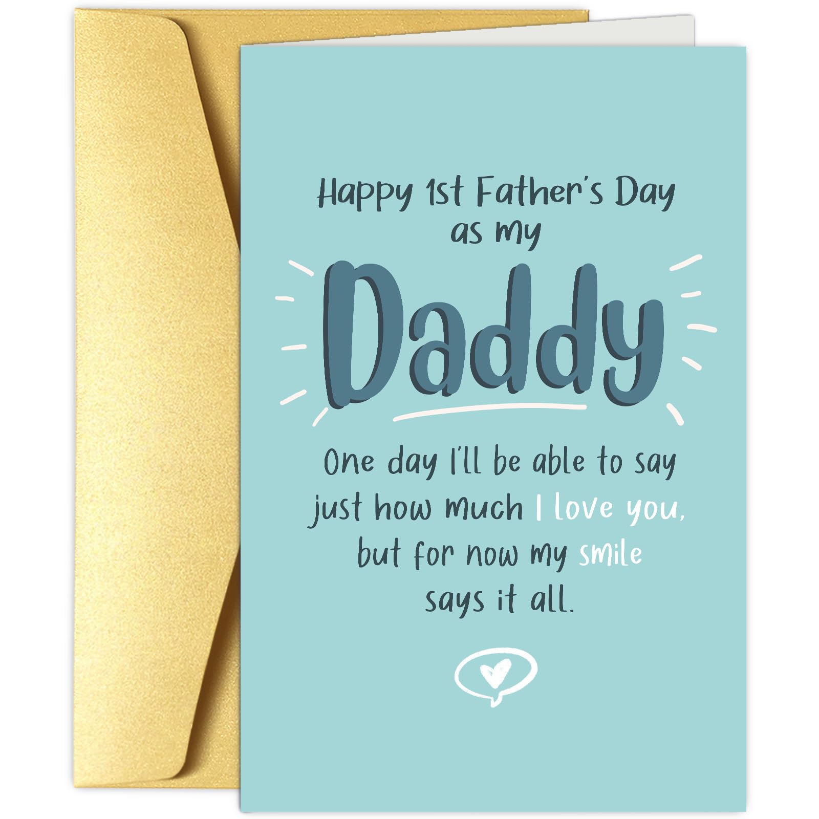Obbyidk Cute 1st Father's Day Card, Funny First Fathers Day Card Gifts, Happy 1st Father's Day as My Daddy Cards, One Day I'll Be Able to Say How Much
