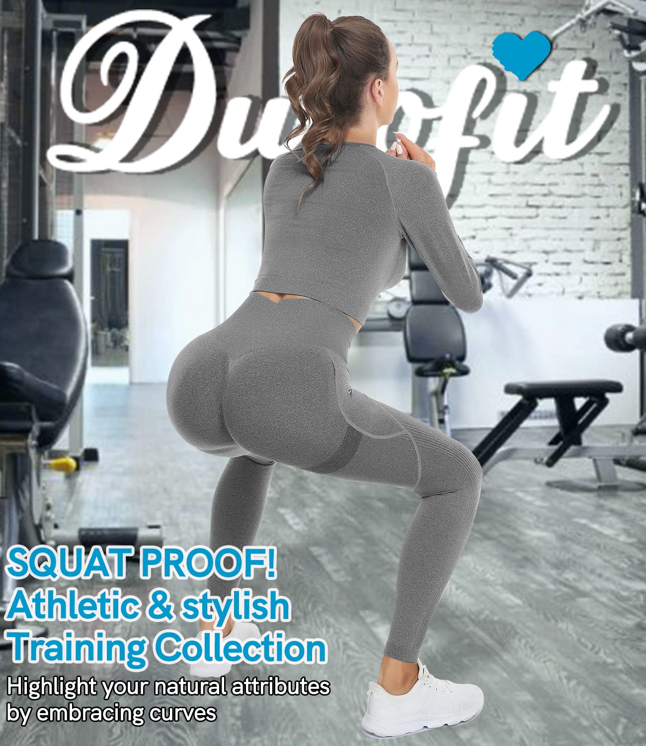 DUROFIT Leggins Donna Push up Leggings Sportivi Vita Alta Anticellulite Pantaloni Palestra per Fitness Yoga Pant