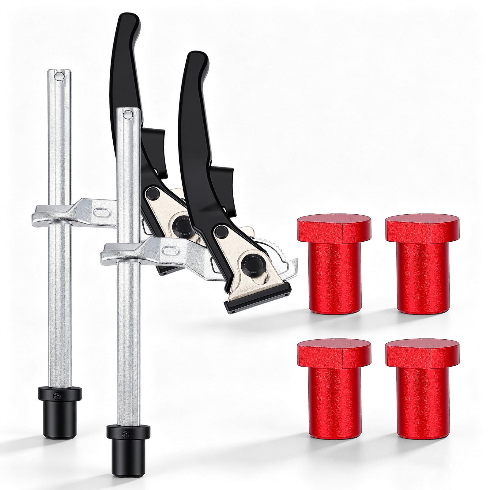 Set di morsetti a leva, 20 mm, accessori per banco da lavoro, 160 x 60 mm, sistema di tensione da tavolo MFT con 4 ganci rossi, morsetto da tavolo antiscivolo per lavorazione precisa del