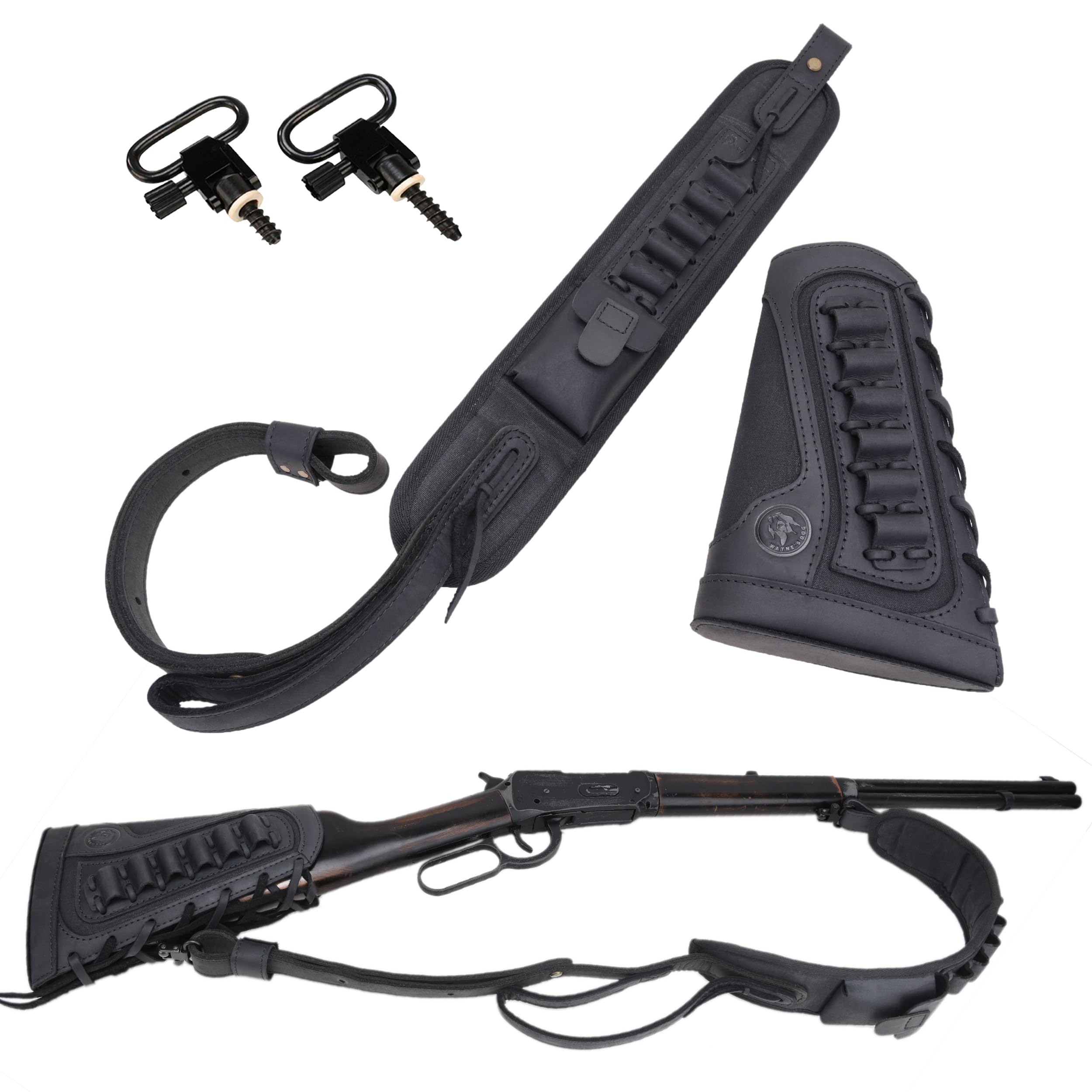 1set Rifle Cheek Rest Pad Buttstock with Matched Gun Sling Ammo Shell Holder for .308 .30-06 .45-70MAG