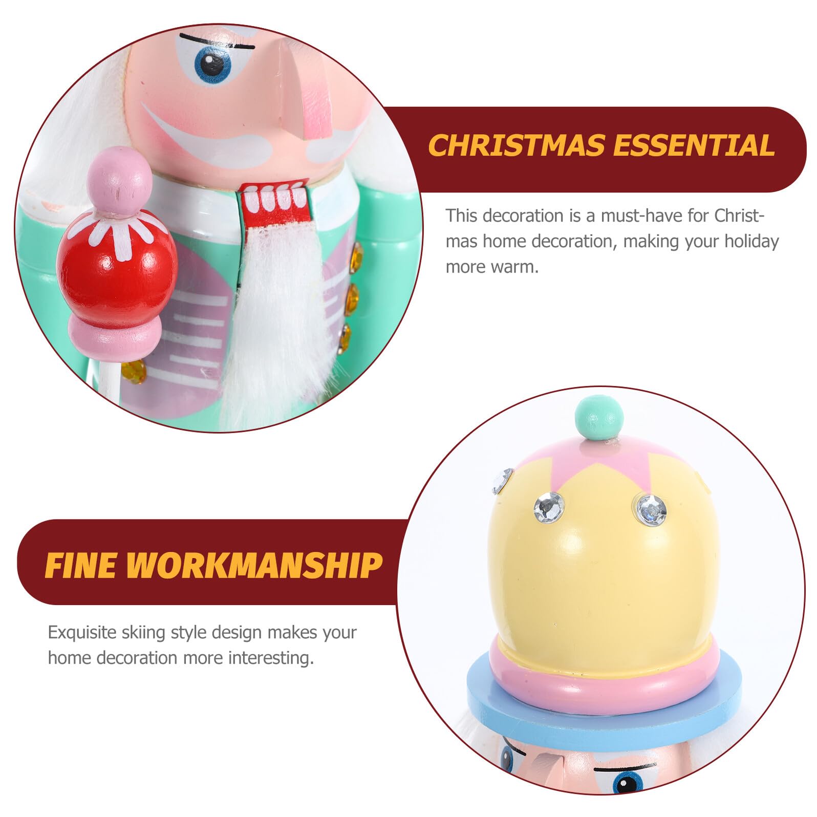 LABRIMP Christmas Wooden Nutcracker Ornament Small Handmade Holiday Nutcracker Figure for Winter Home And Party Decoration