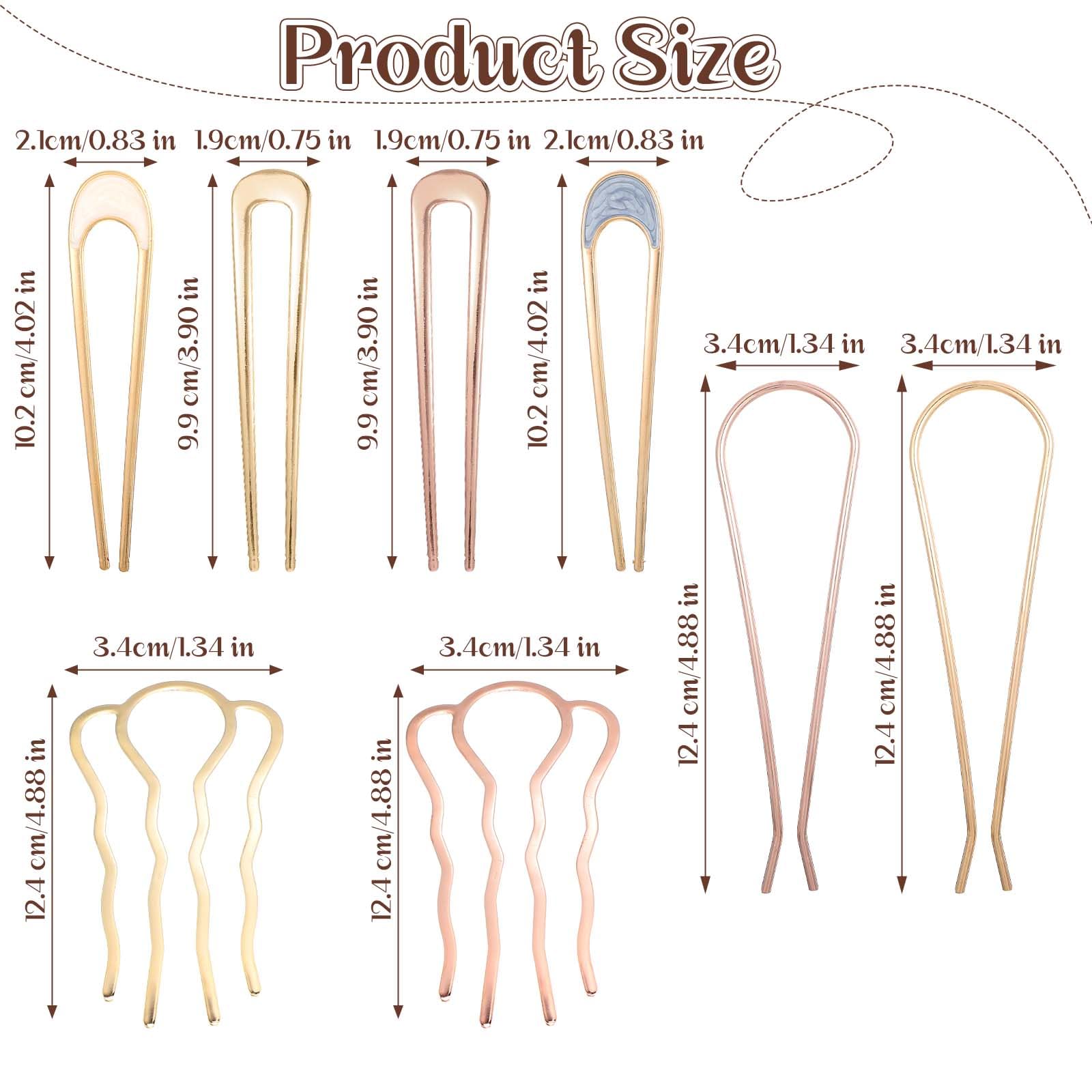 Tyqour 8Pcs Gold Twist Hair Pin French Hair Pin Metal French Hairpin U Shaped Hairpins Fork for Thick Hairs Hairstyling Accessories for Women - Image 2