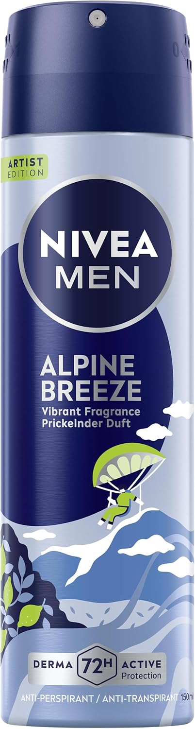 NIVEA MEN Alpine Breeze Artist Edition Deodorant-spray, 72 uur anti-transpirant bescherming tegen zweet en geur, deodorant met verfrissende geur (150 ml)