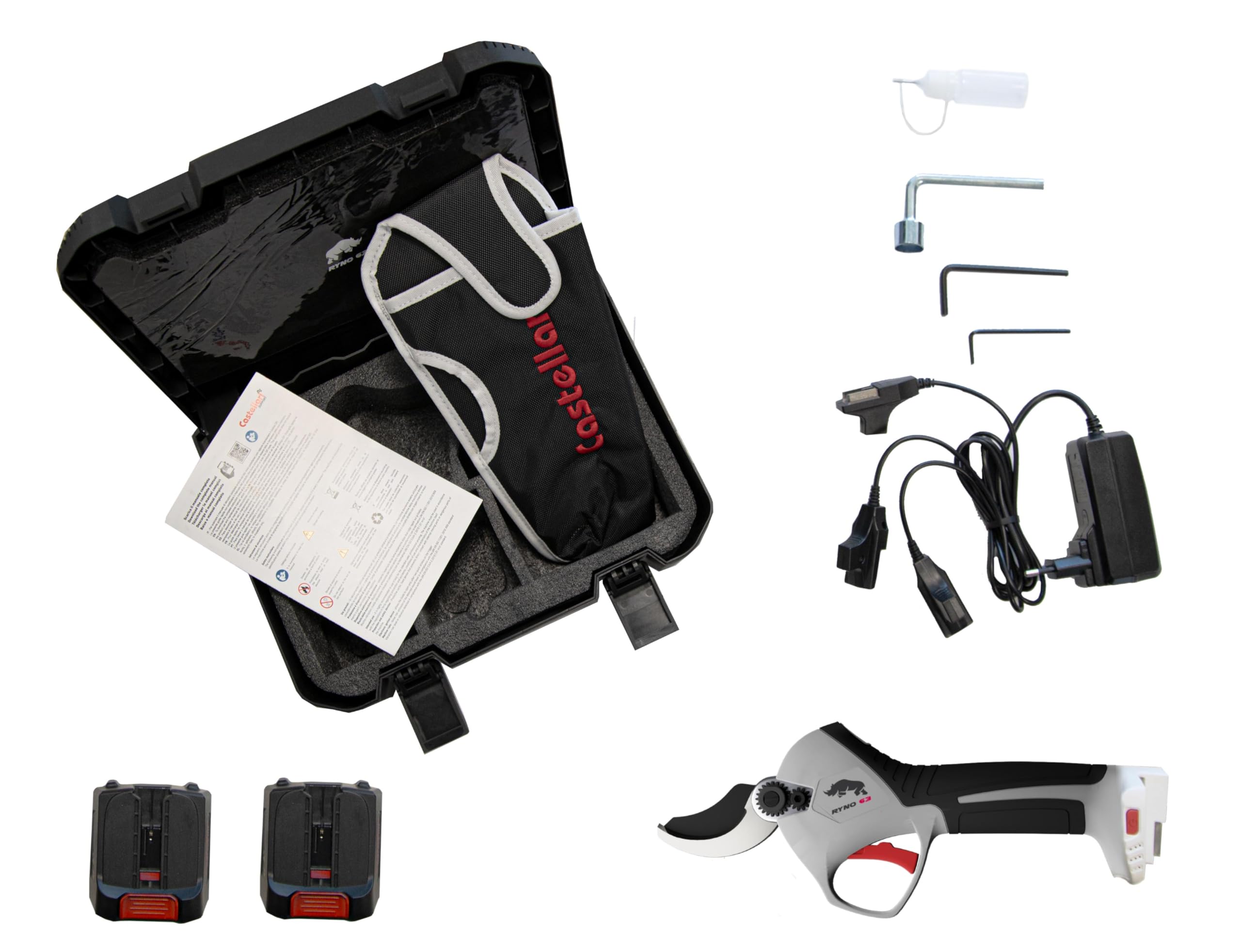 Castellari RYNO 63 - Forbice ELETTRICA Cordless Batteria al Litio Plug-in… + OMAGGIO