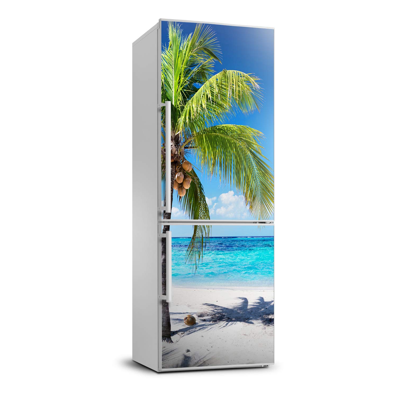 Cubierta del Refrigerador Autoadhesiva 70x190 Vinilo Decorativo Cocina Playa Tropical