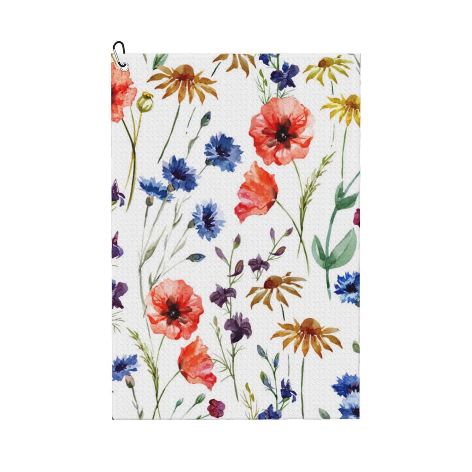 Hnnkloy Wild Flower Poppy Chrysanthemum Daisies, 16x24 in Portable Waffle Golf Towels with Carabiner Clip for Golf Bag