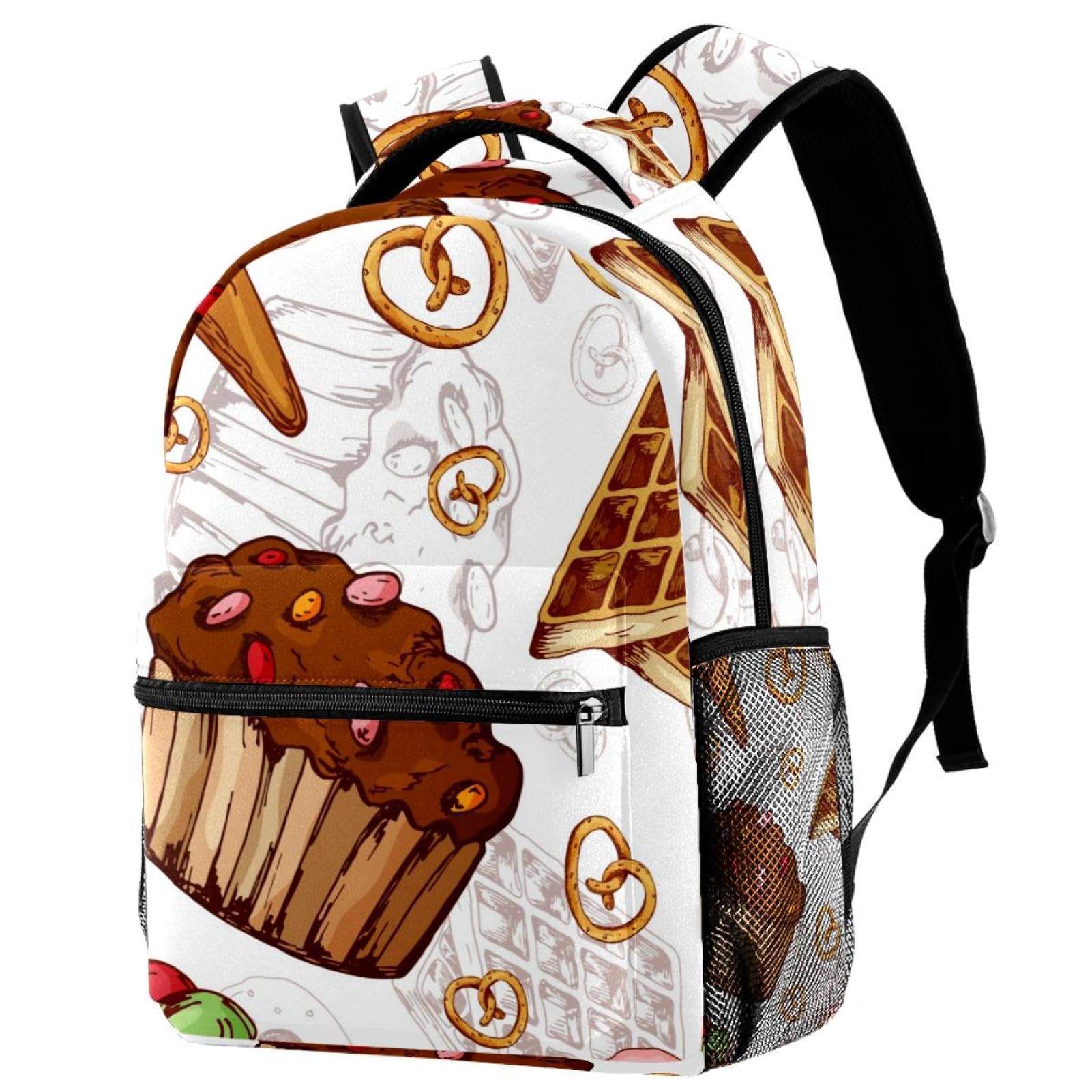 Sac à dos d'école imprimé cupcakes pour soulager le dos