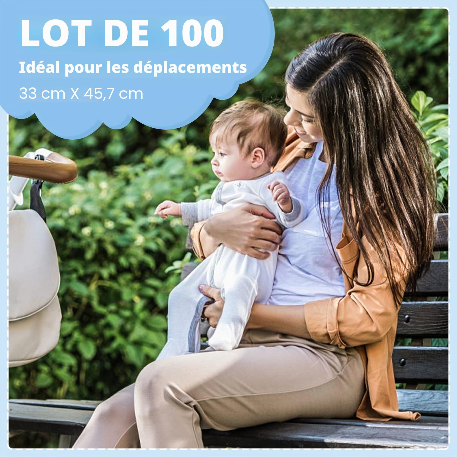 Lot de 100 alèses à Langer jetables pour bébé - Absorption Rapide - Doux, Respirant, imperméable - Anti-Fuite - 33 x 45,7 cm
