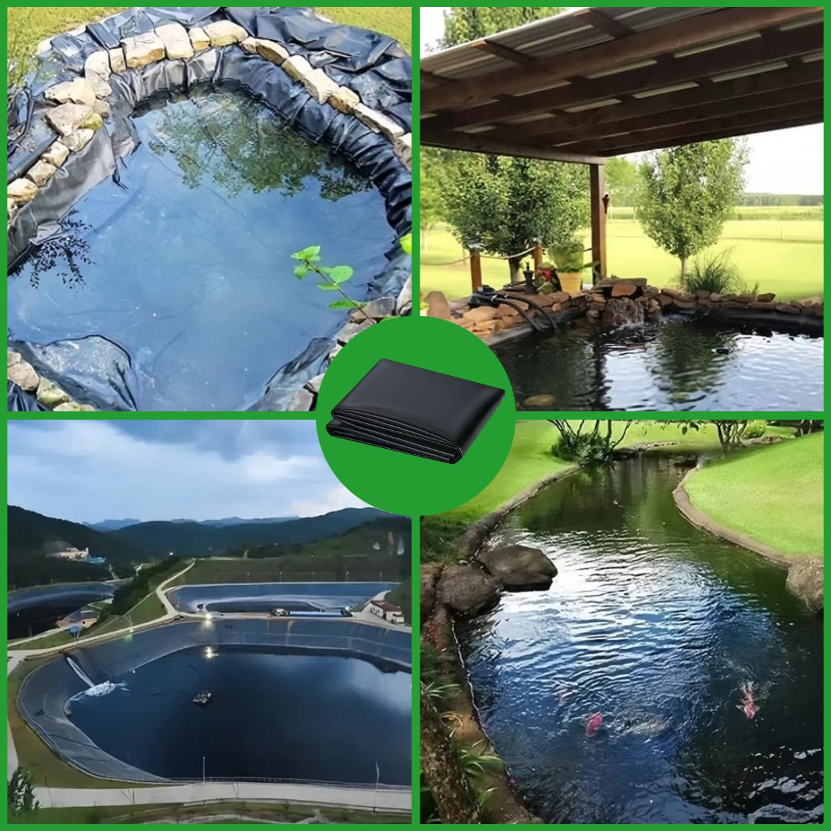 Kiuiom Telo Laghetto,Gardens Pools Membrane,Laghetto per Pesci di Grandi Liner,Fodera Laghetto Flessibile per Piscina Giardino,Rafforzare Ebellezza Dell'ambiente,Pellicola Sigillante,Nero