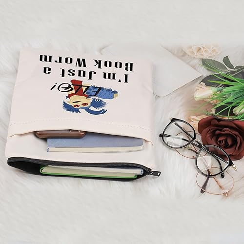 Miniatura 5 de FEELMEM Bolsa de regalo de mercancía de película Ello Book Sleeve I'm Just a Book Worm Quote Zipper Pouch Book Covers Book Covers Regalos para