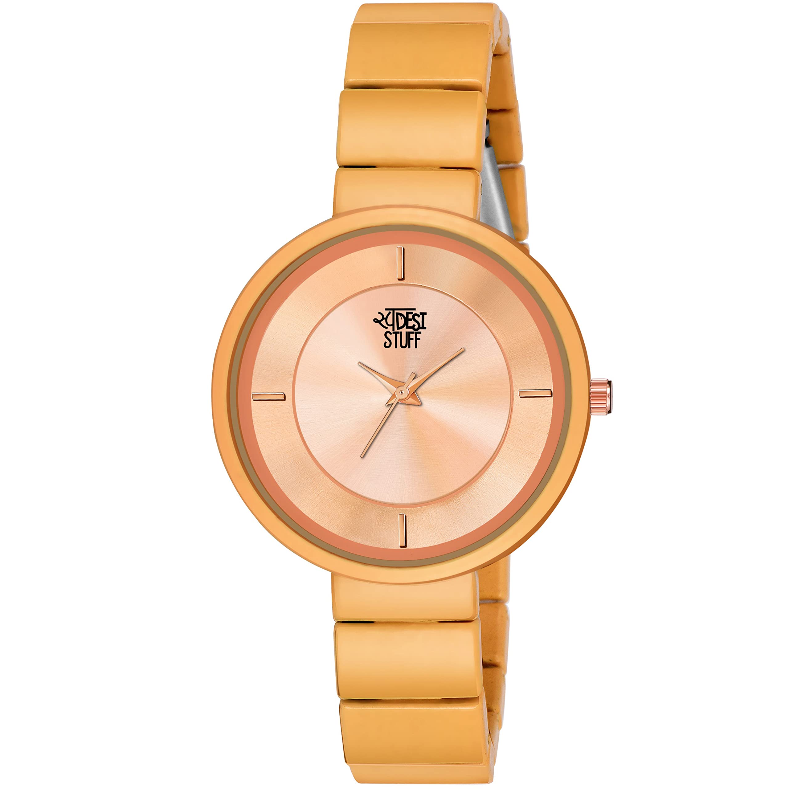 SWADESI STUFF Exclusive Stainless Steel Analogue Watch for Women (Gold Color Dial Gold Colored Strap) (B09RQS6XYD) Amazon Price History, Amazon Price Tracker