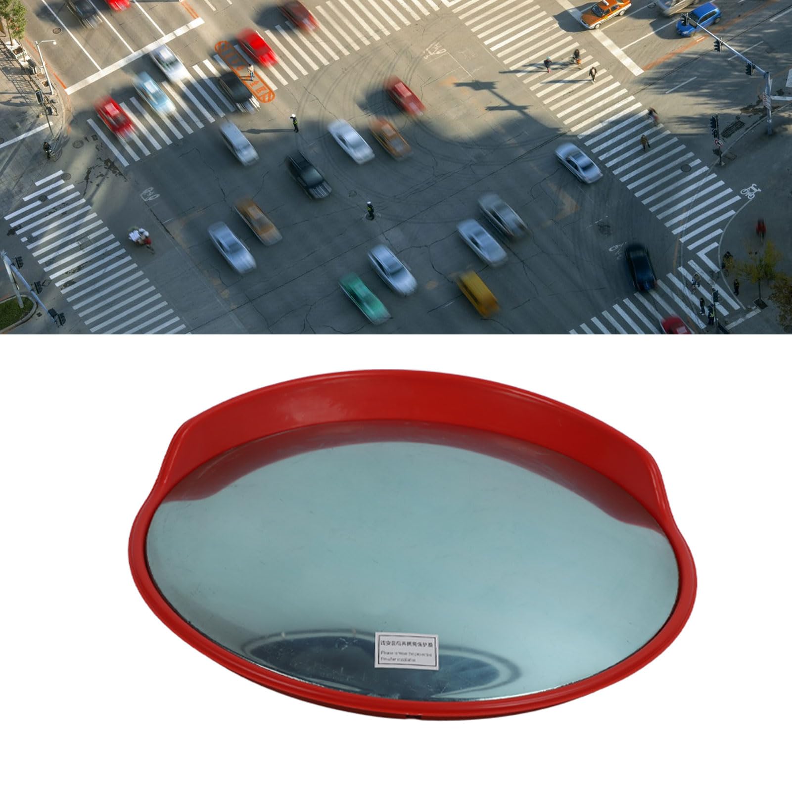 Specchio di Sicurezza Convesso Rotondo da 30 Pollici Chiara visibilità Nei Vialetti e Nelle Intersezioni Materiale PC Durevole (Tipo per esterni (diametro del tubo della colonna:)