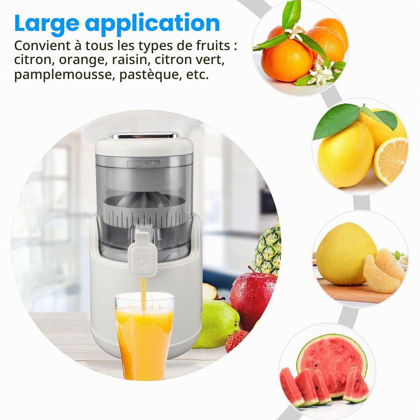 Presse-agrumes électrique étanche, Presse-agrumes Rechargeable par USB à Moteur à 360 Degrés, Mini Presse-agrumes Portable de 500 Ml pour Orange, Citron, Citron Vert, Pamplemousse