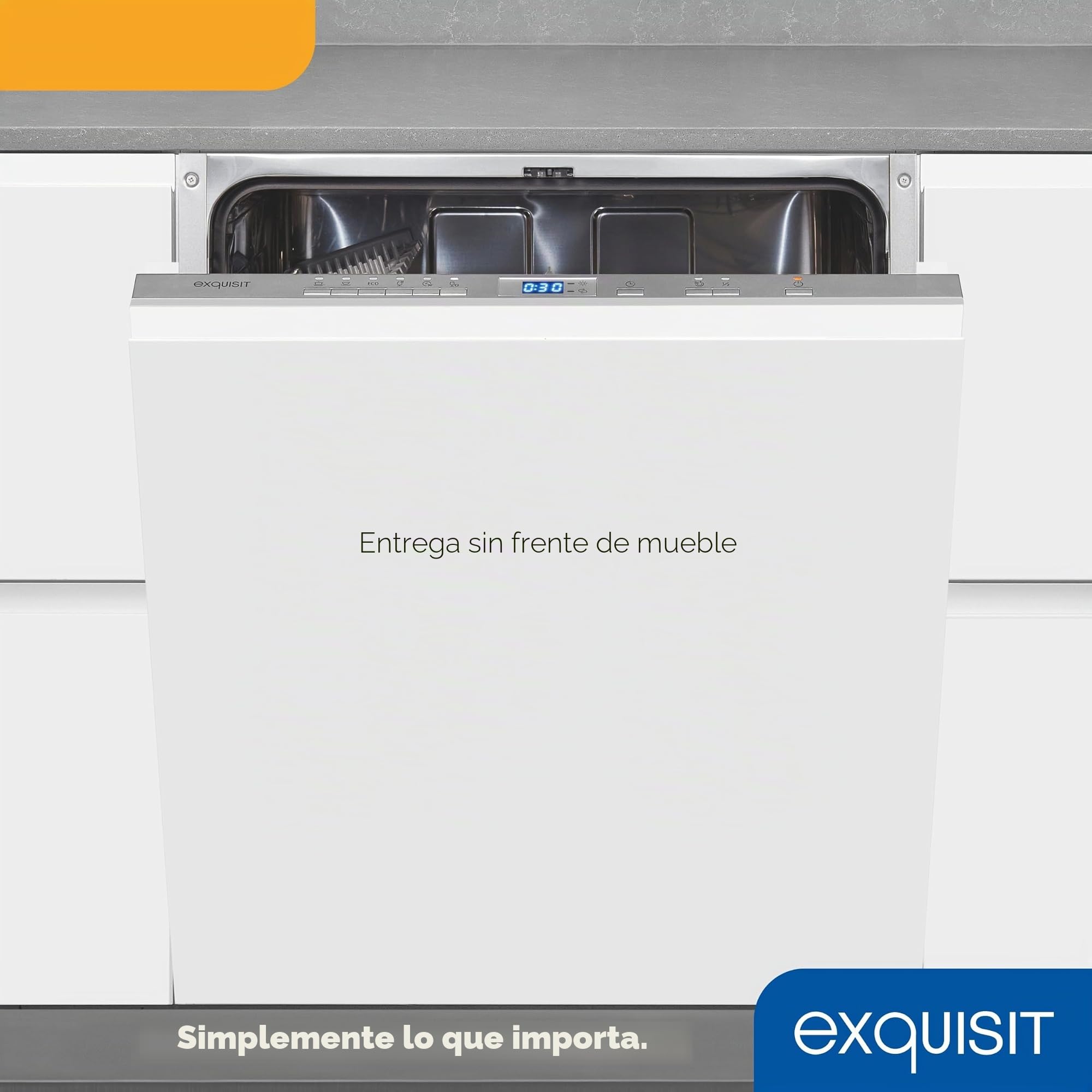 Exquisit® Lavavajillas Integrable 60cm, 13 Servicios, Clase E, Interior de Acero Inoxidable, Función Secado Extra, Cesto Regulable en Altura, Display LED, Medidas (81,5 x 59,8 x 55,0 cm)
