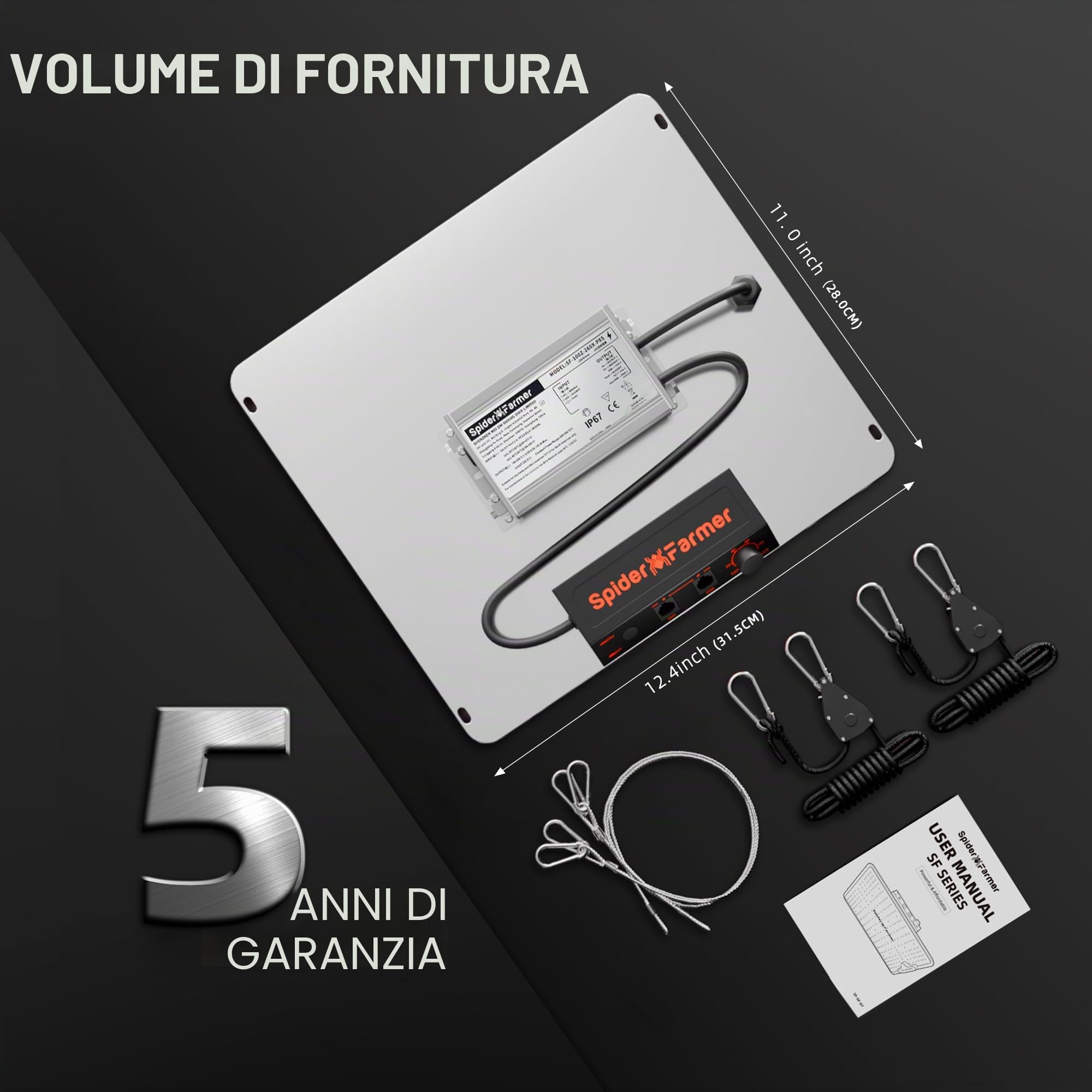 Spider Farmer Luce per la Crescita LED, 2 pezzi lampada a spettro completo per piante con diodi Samsung LM301B, 100 W, lampada per crescita da 60 x 60 cm, per interni, piante vegetali, fiori