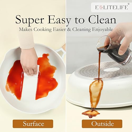Miniatura 6 de ESLITE LIFE Sartén de cerámica antiadherente, no tóxica para tortilla de huevos, sartenes de cocina compatibles con todas las estufas (gas,