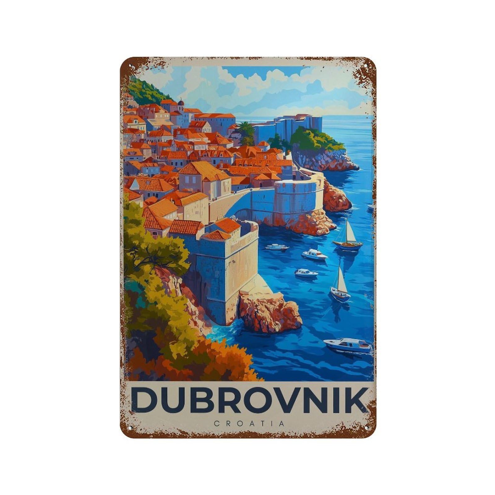 xiaoxiaoshen Dubrovnik Croatia Travel European Wall Decor Art Metal Tin Poster Modern Home Decor Art Home Bar Shop Decorations Vintage Sign 30x20cm