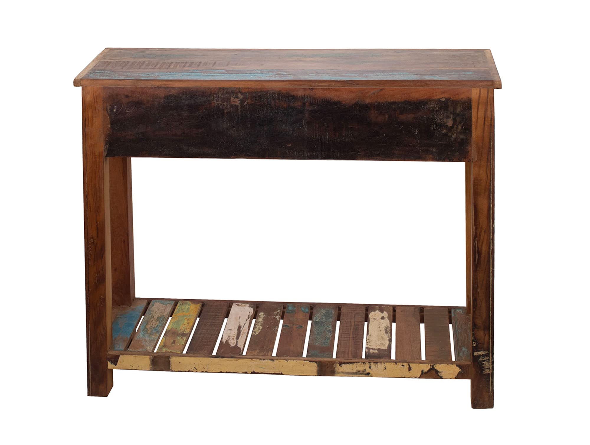 Grande Consolle in Legno Esotico, Collezione Sinaloan, Aspetto Antico e Spogliato, L 80 cm