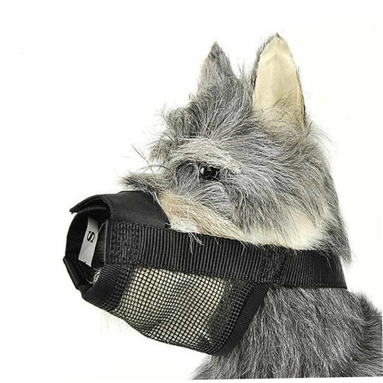 GALPADA Adjustable Black Nylon Mesh Dog Muzzle for Chewing Barking Biting Soft Comfortable Fit for Dogs Durable Strong for Training and Safety