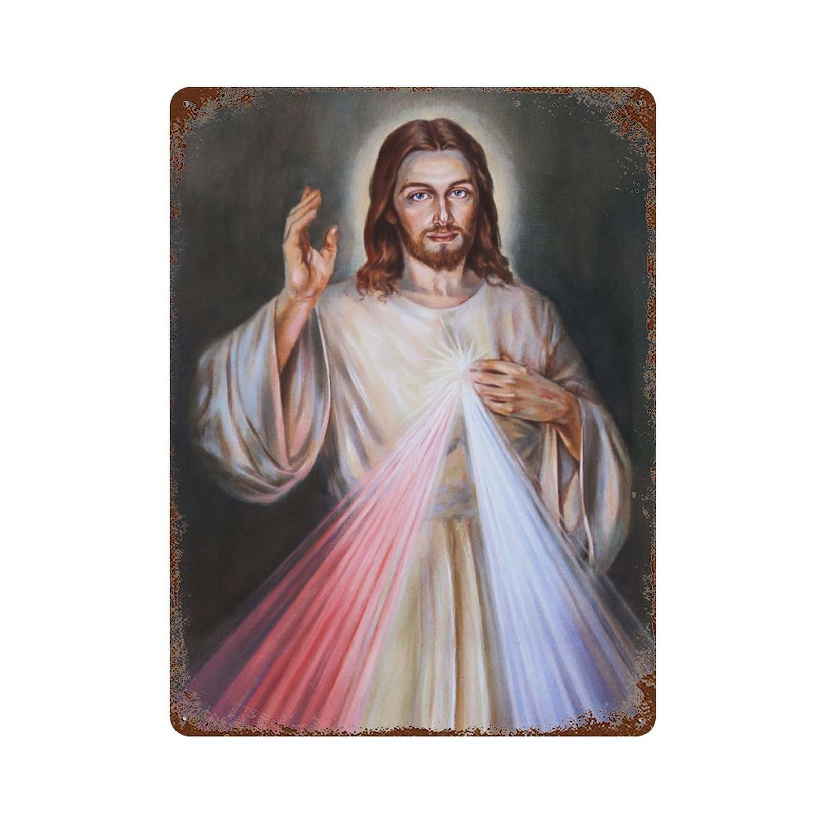Garage Style Jesus Christ Poster Vintage Rust Metal Sign 15.7"x11.8", Rustic Home Decor for Bar And Workshop