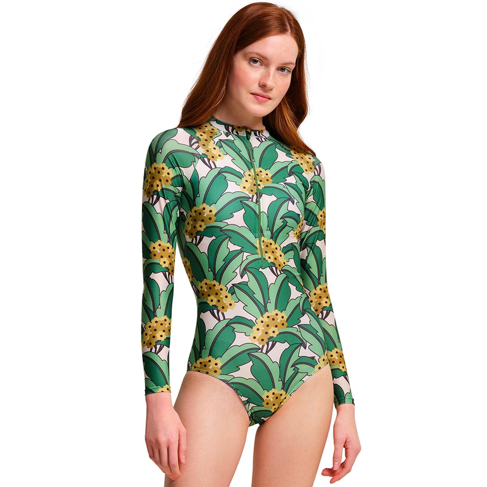 Regatta Womens Orla Kiely Front Zip Swimming Costume - Green Tropical - 8