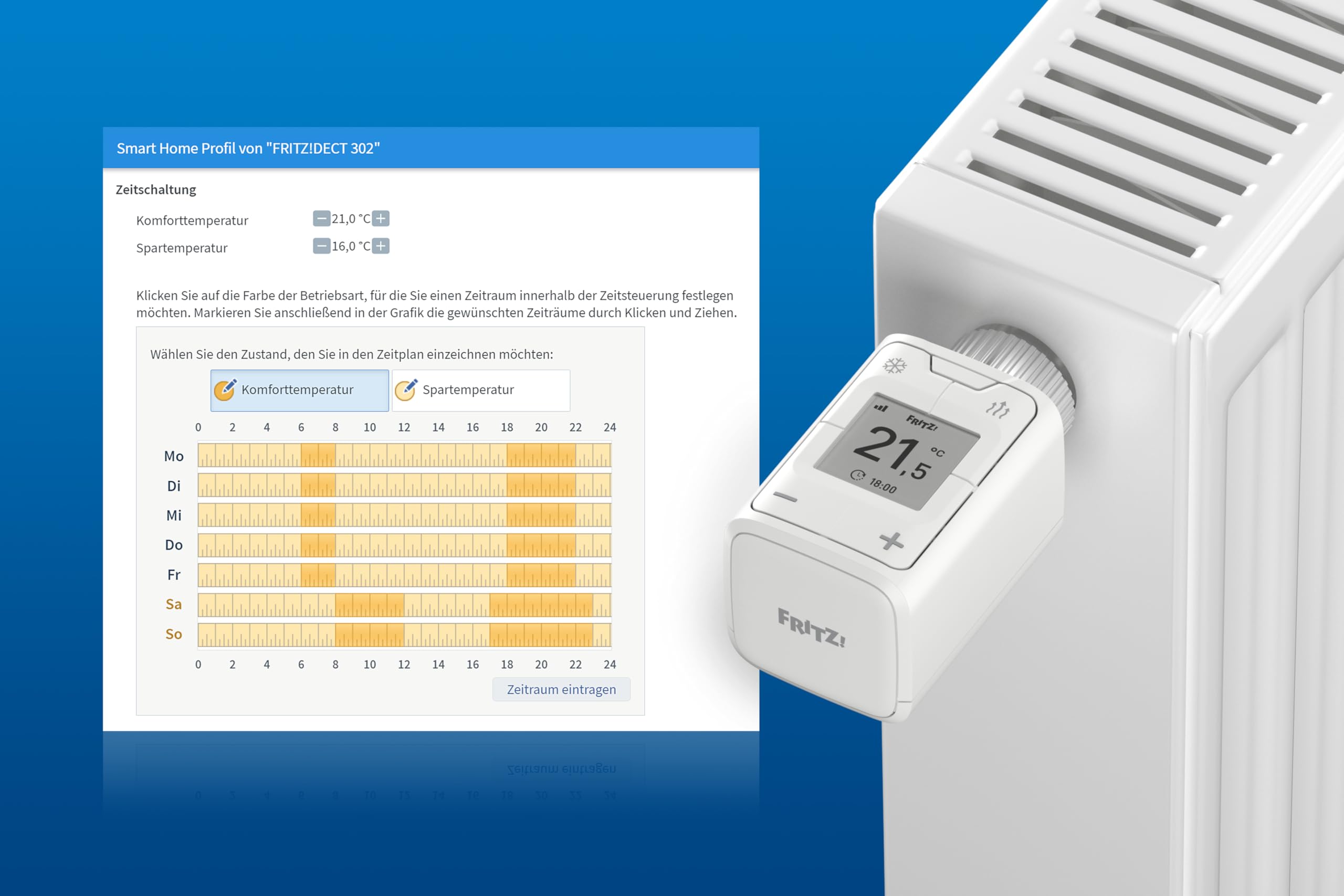 FRITZ! AVM DECT 302 Termostato Intelligente per un Riscaldamento Efficiente e Ottimale Comfort per la Tua Smart Home, Funziona con i Radaitori Più Comuni e Una FRITZ!Box con Base DECT Integrata