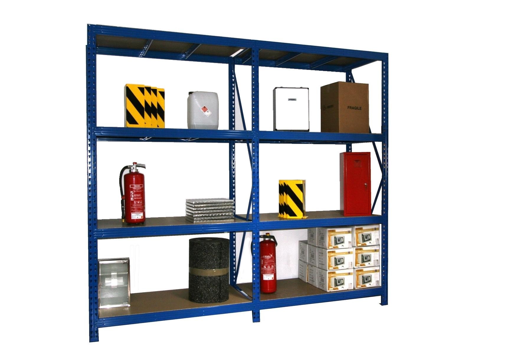 Szagato Weitspannregal Regalsystem 600 kg ANBAU 200x160x60cm 4 Böden blau