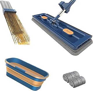 2023 Large Flat Mop, Upgrade Style Large Flat Mop, Large Flat Mop and Bucket System, Wet and Dry Use