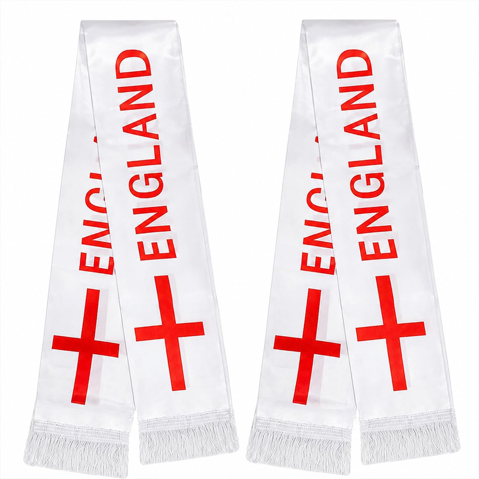 HOMAVEL 2 Pack England Football Scarves, Red & White Fan Scarf, 136x15cm England Official Football National Team Scarf 2026 World Cup Scarfs Match Day Decorations for Footballs Lovers and Supporters
