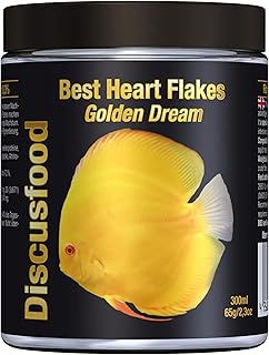 Best Heart Flakes Golden Dream Premium Fischfutter, Flockenfutter, Rinderprotein als Flocke, mit Vitaminen und Mineralien,alle Zierfisch, speziell auch für Diskus oder Welse, unterstützt gelbe Farben product image