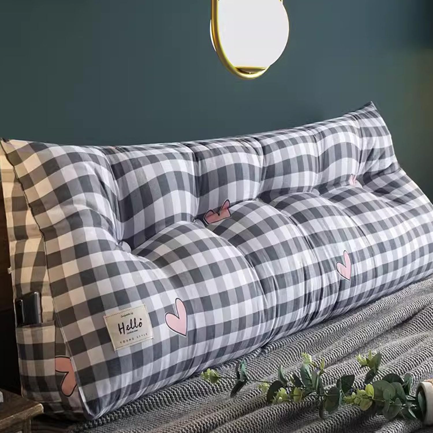 Wedge Pillow Headboard,Triangular Headboard Cushion,Washed Cotton Headboard Pillow,Backrest Pillow,Backrest Back Cushion Headboard,Soft Large Comfy Reading Pillows(Size:120*50*22cm,Color:F)