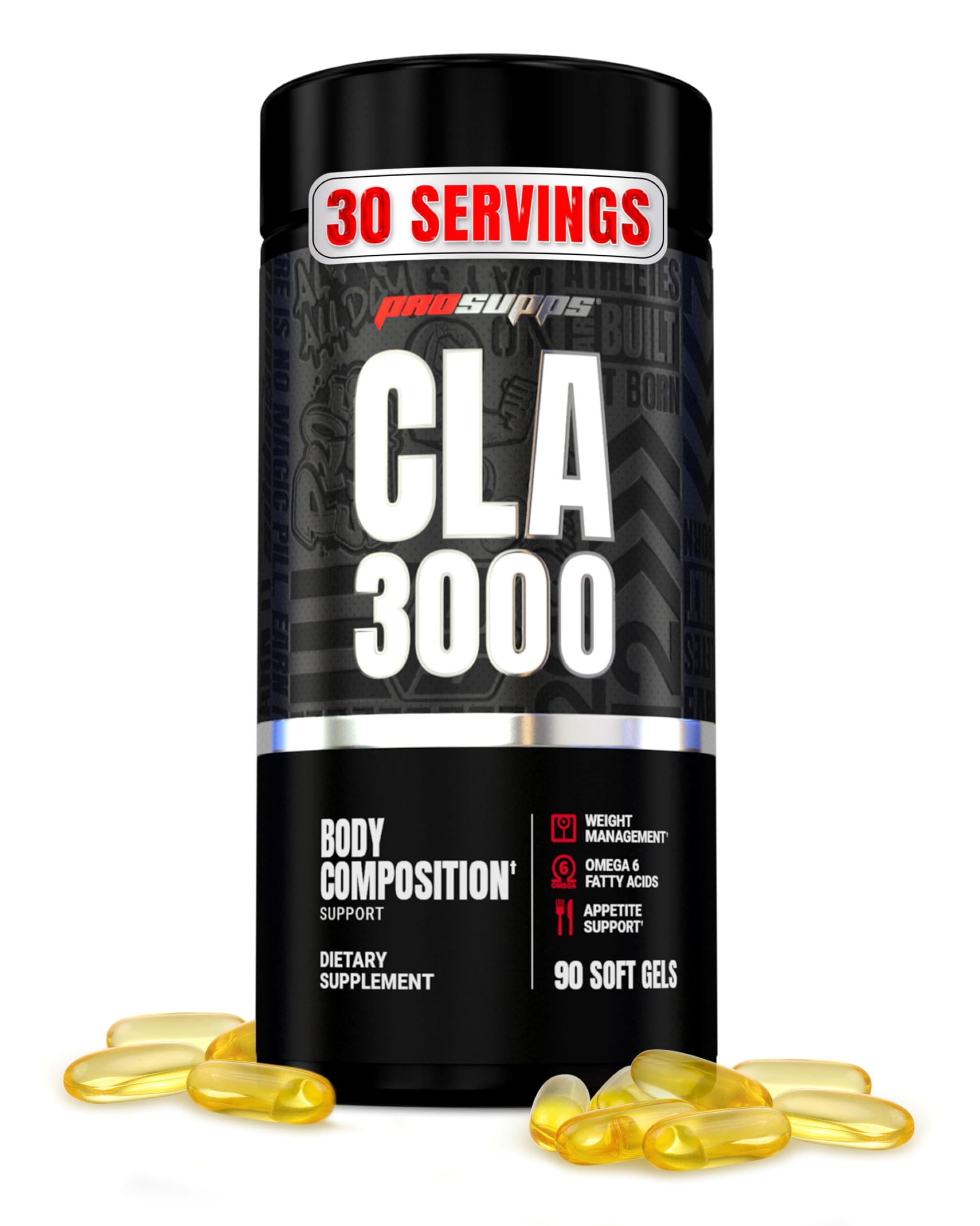 PROSUPPS CLA 3000 Lean Body Composition Support - Stim-Free Conjugated Linoleic Acid Workout Supplement for Weight Management & Appetite Support with Omega 6 Fatty Acid - Gym & Fitness - 90 Softgels