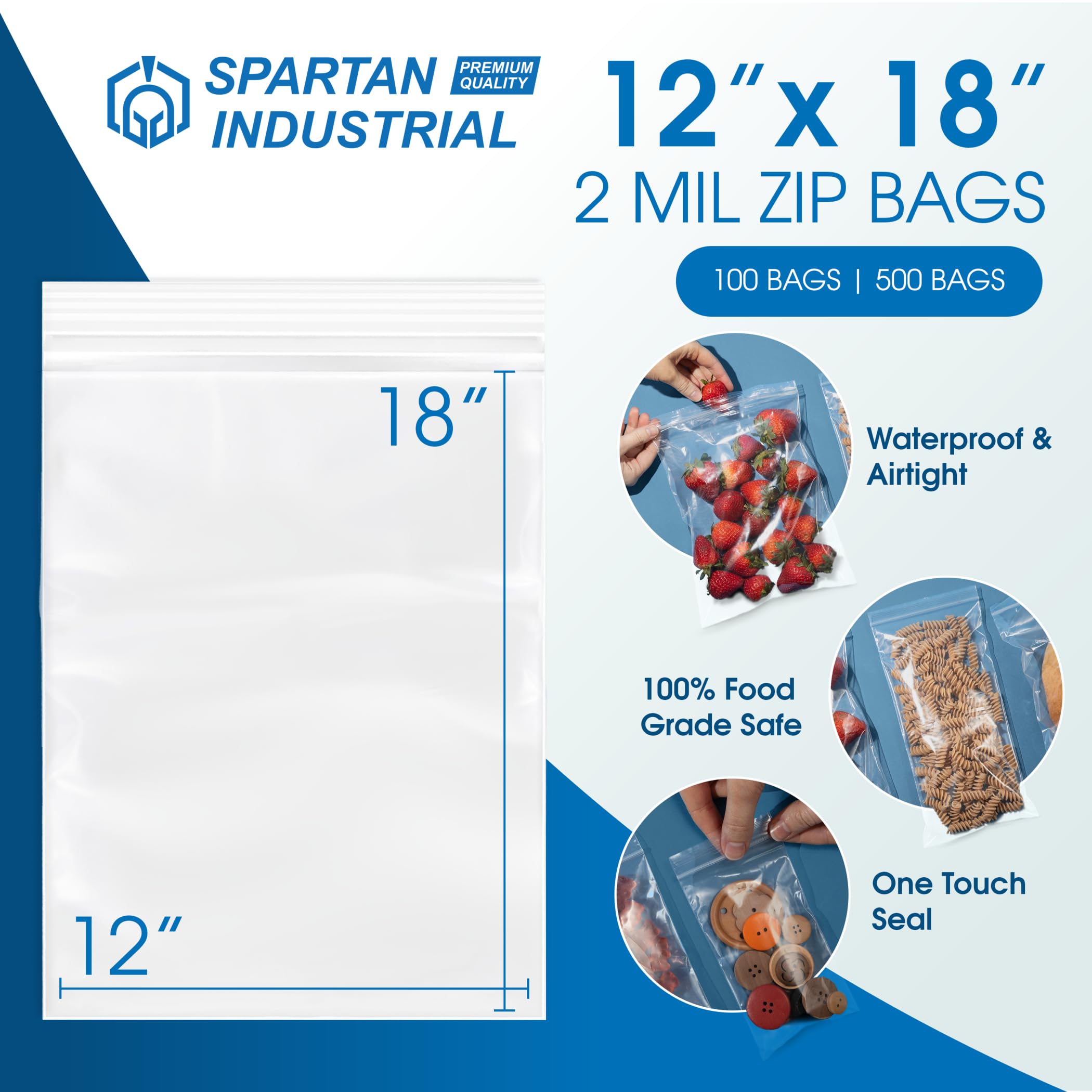 Amazon.com: Spartan Industrial - 12” X 18” (100 Count) 2 Mil Clear